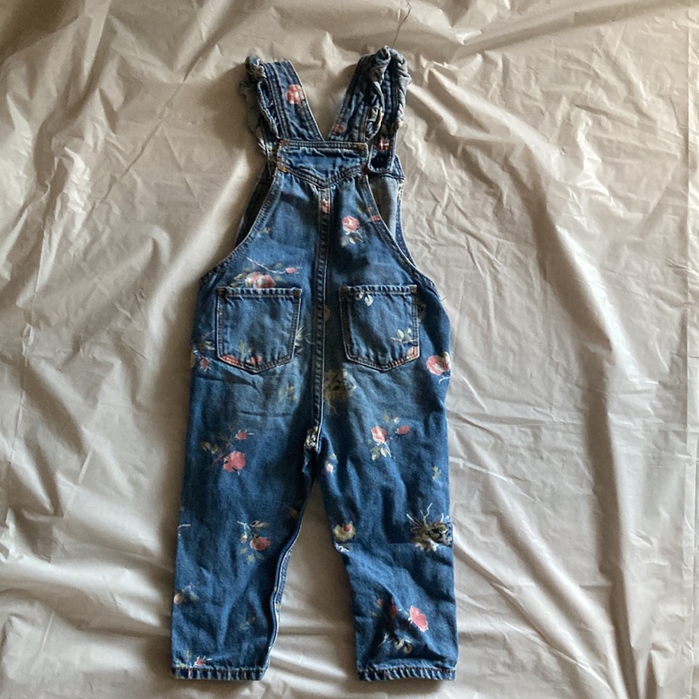 Gap Girls Floral Denim Overalls - 12-18 months - Picture 5 of 5